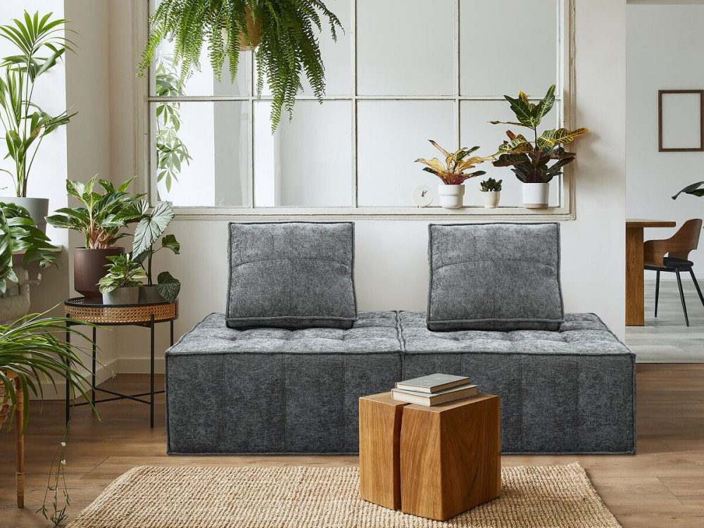 Fauteuil in velveteen-stijl - 96 x 100 x 89 cm - Grijs