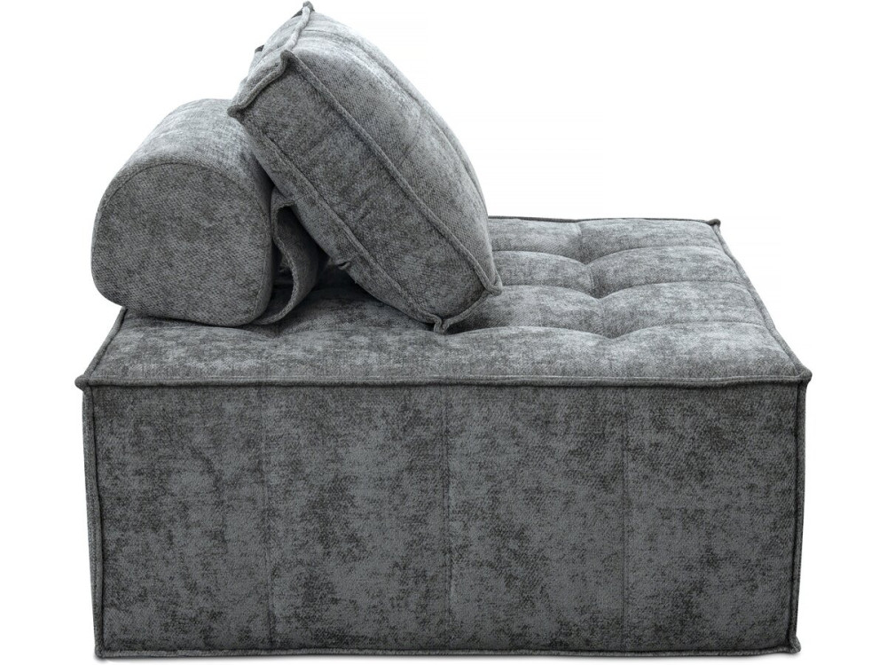Fauteuil in velveteen-stijl - 96 x 100 x 89 cm - Grijs