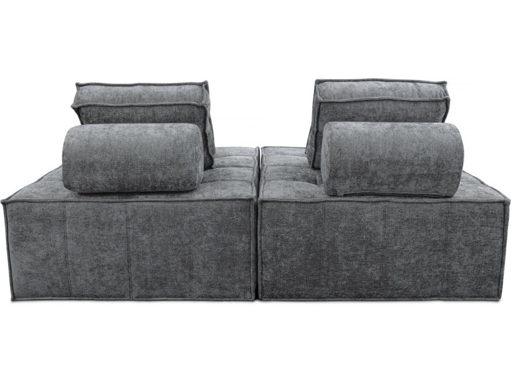 Fauteuil in velveteen-stijl - 96 x 100 x 89 cm - Grijs