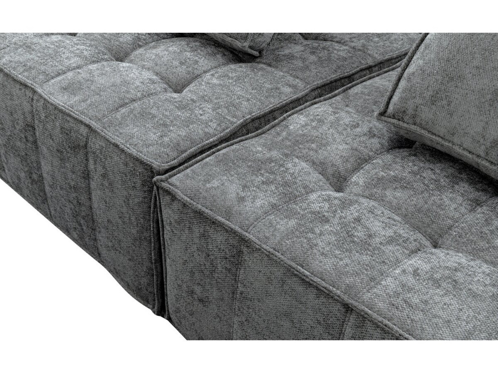 Fauteuil in velveteen-stijl - 96 x 100 x 89 cm - Grijs