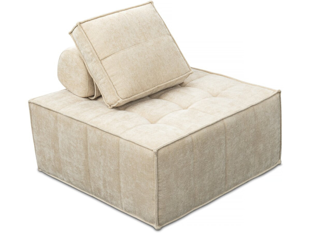 Fauteuil in velveteen-stijl - 96 x 100 x 89 cm - Beige
