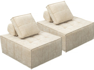 Set van 2 modulaire fauteuils in structuurstof "Velluto" - Beige