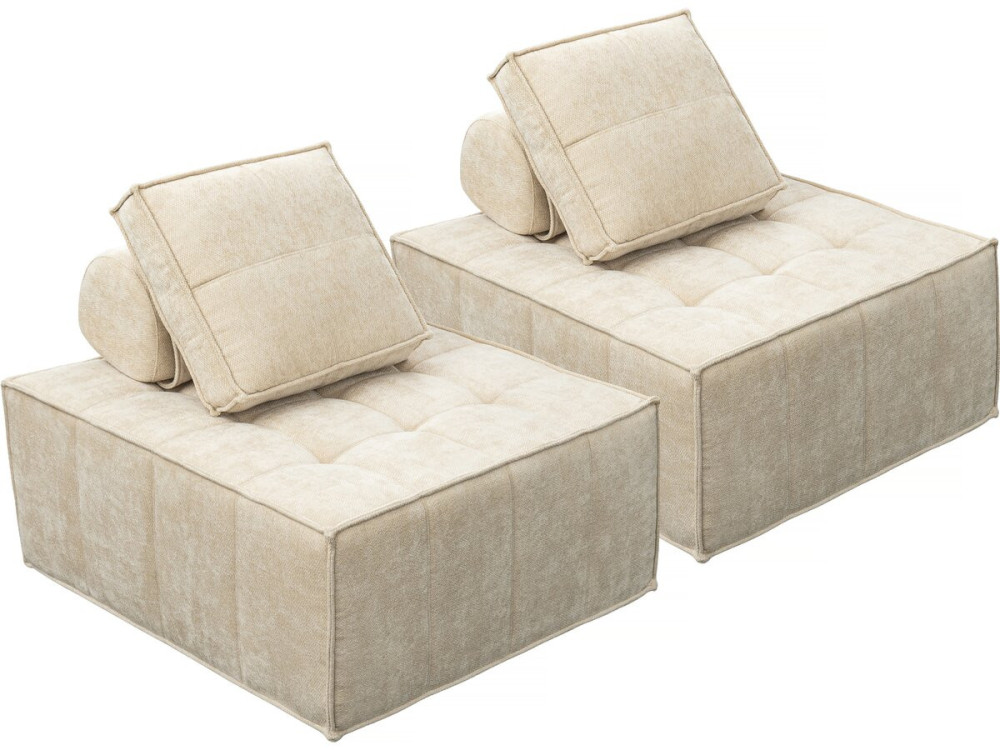 Set van 2 modulaire fauteuils in structuurstof "Velluto" - Beige