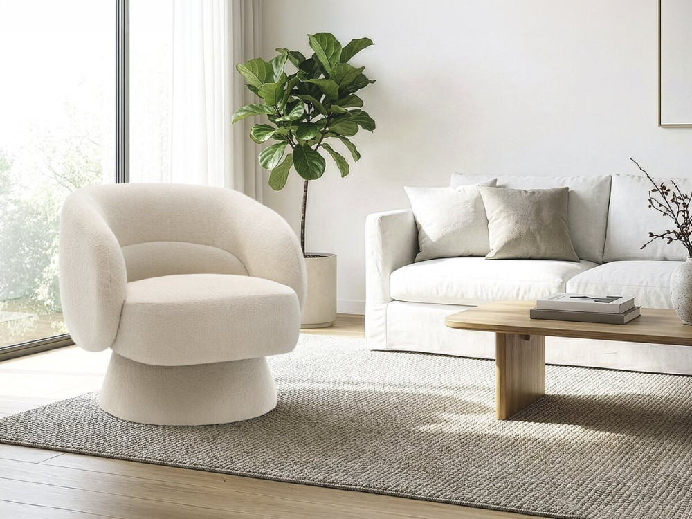Franklin" draaifauteuil in badstof - 74 x 75 x 75 cm - Beige