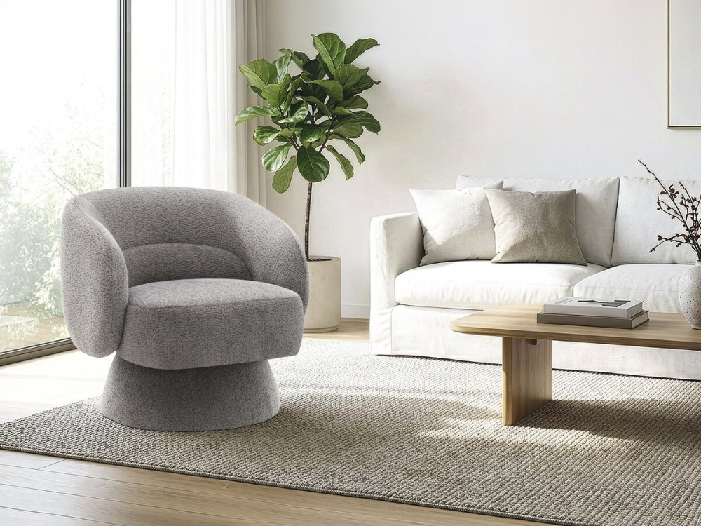 Franklin" draaifauteuil in badstof - 74 x 75 x 75 cm - Grijs