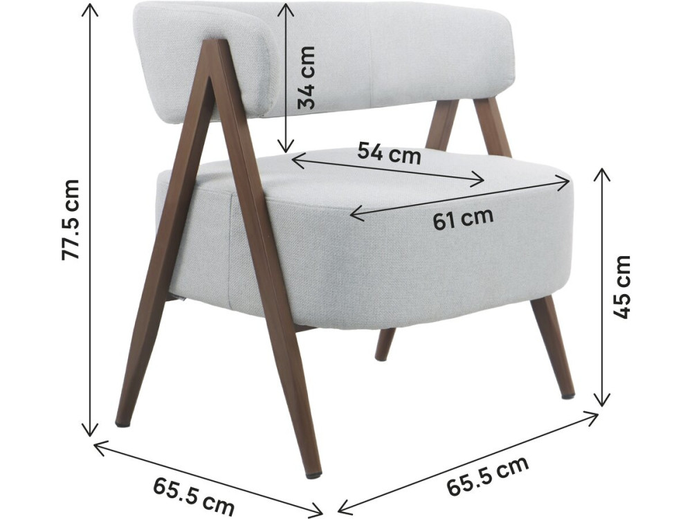 Astra" fauteuil met frame van imitatiehout - Lichtgrijs