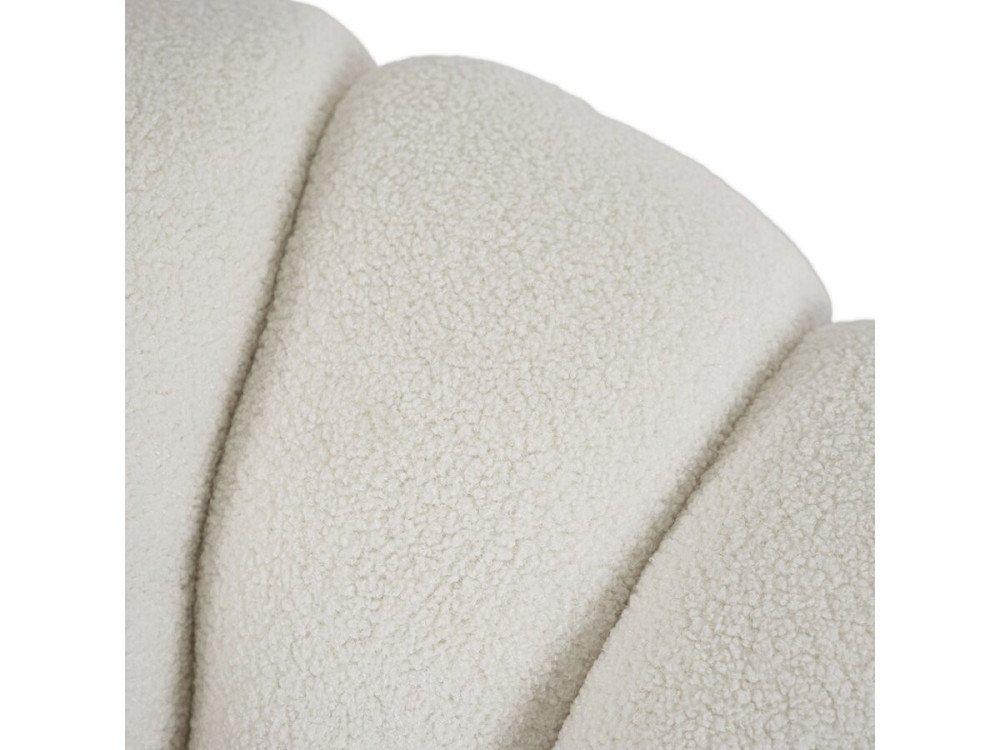Fauteuil "Élysée" met poef in bouclette stof - Crème
