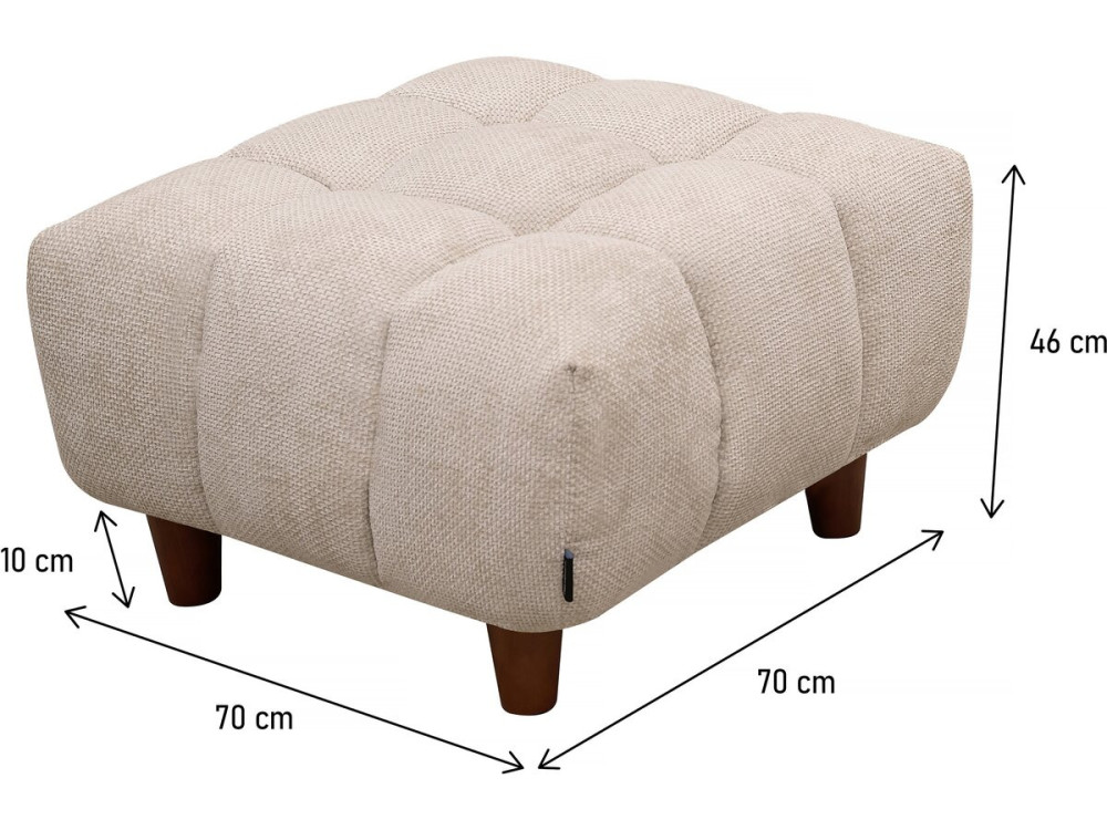 Hocker poef ottoman voor bank "Matignon" - 70 x 70 x 46 cm - Beige - lichtbruin