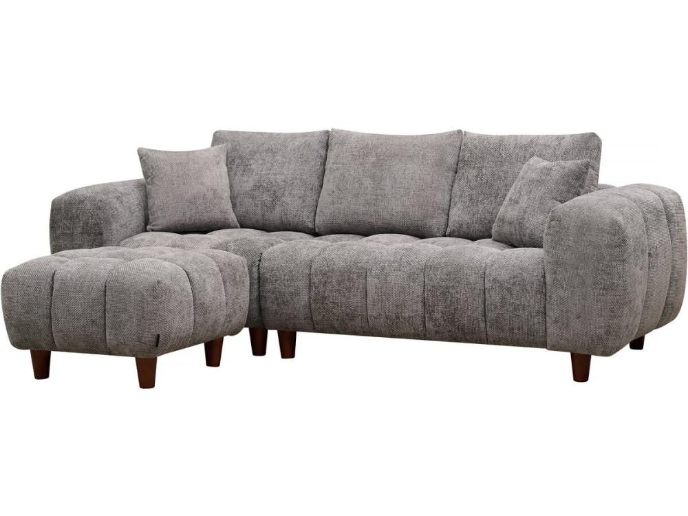 Hocker poef ottoman voor bank "Matignon" - 70 x 70 x 46 cm - Grijs