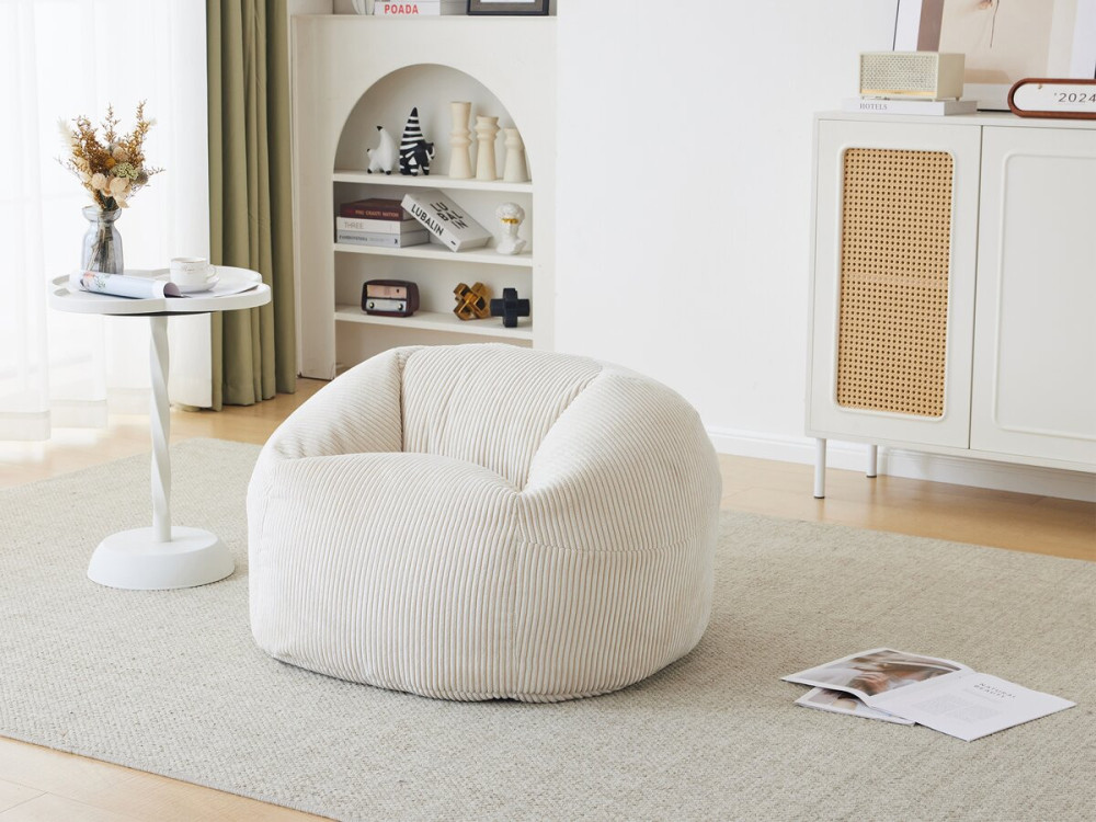 Corduroy poef "Cusco" - 80 x 74 x 49 cm - Beige