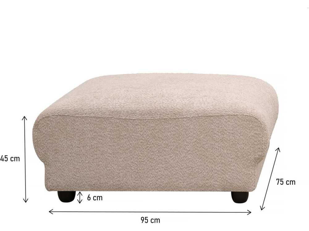 Ottoman hocker poef voor bank slaapbank "Saint Germain" - Beige - lichtbruin