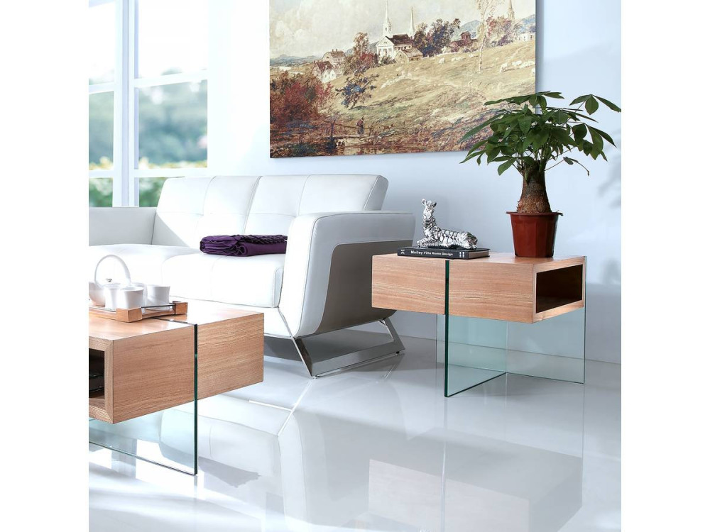 Salontafel "Venezia" - 60 x 60 x 50 cm -  Eikenhouten afwerking