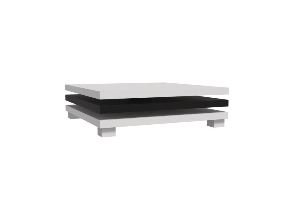Salontafel "Elena" - 80 x 80 x 32 cm - Wit / Zwart