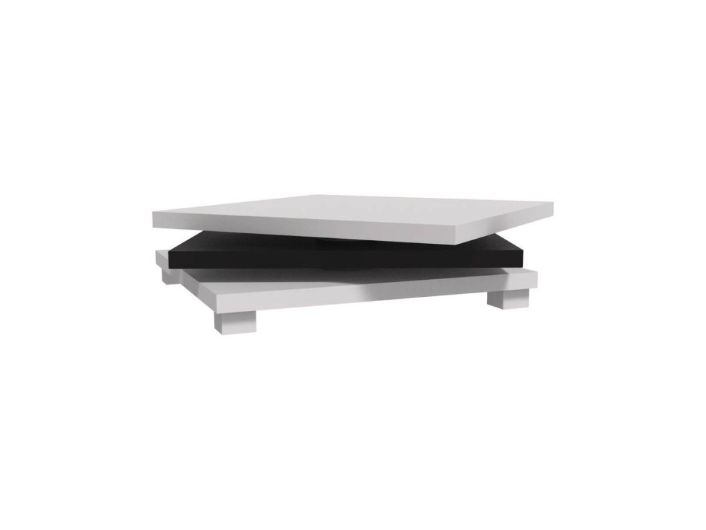 Salontafel "Elena" - 80 x 80 x 32 cm - Wit / Zwart