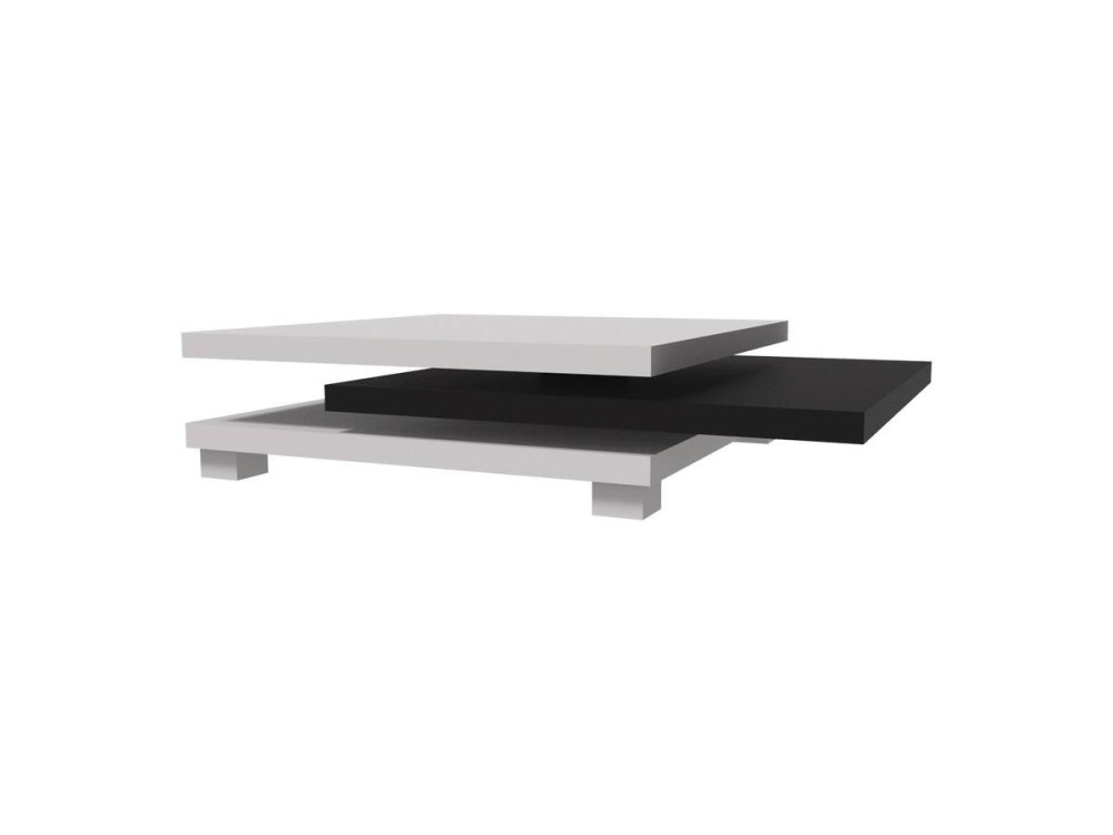 Salontafel "Elena" - 80 x 80 x 32 cm - Wit / Zwart