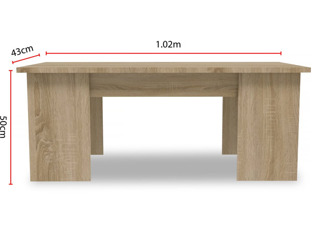 Salontafel "Diana" - 102 x 50 x 43 cm - Eiken