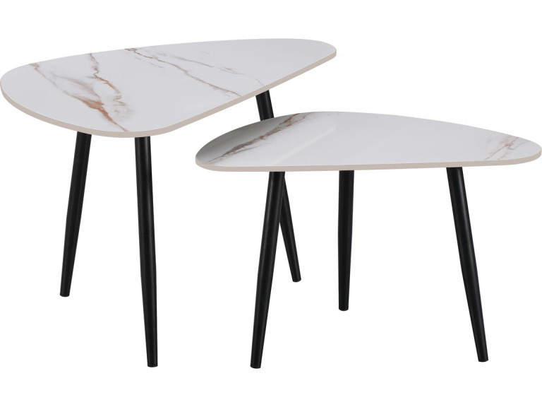 Set van 2 keramische salontafels "Terra" - 49 x 79 x 56 cm - Wit