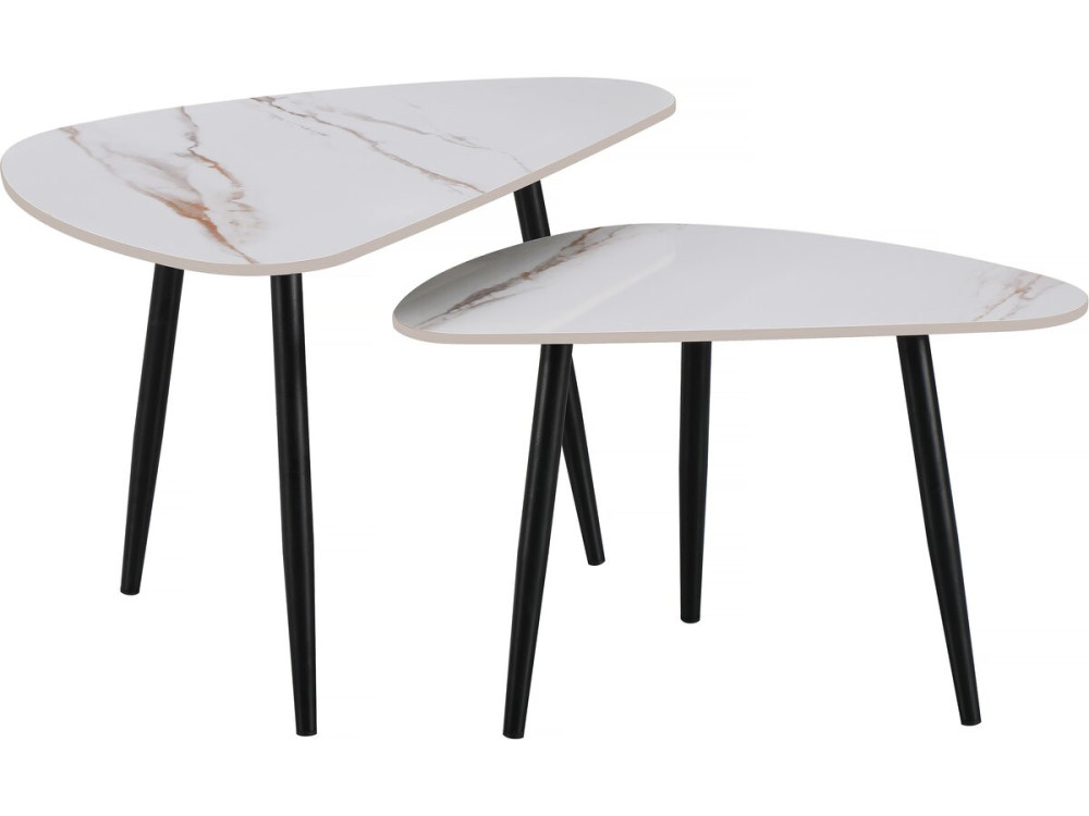 Set van 2 keramische salontafels "Terra" - 49 x 79 x 56 cm - Wit