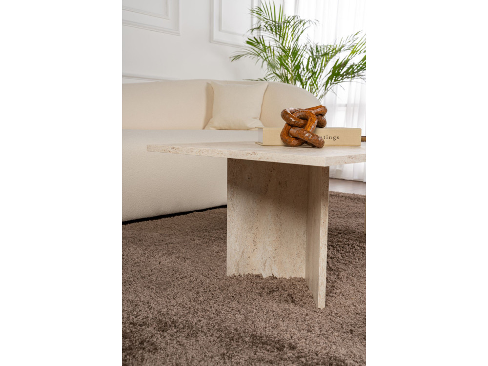 Houten salontafel "Sabin" - 60 x 119 x 40 cm - Travertijn