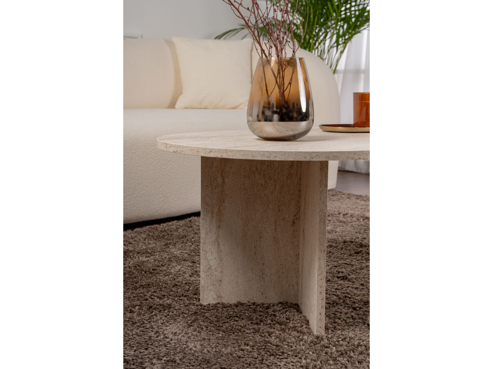 Houten salontafel "Sand" - 60 x 119 x 40 cm - Travertijn