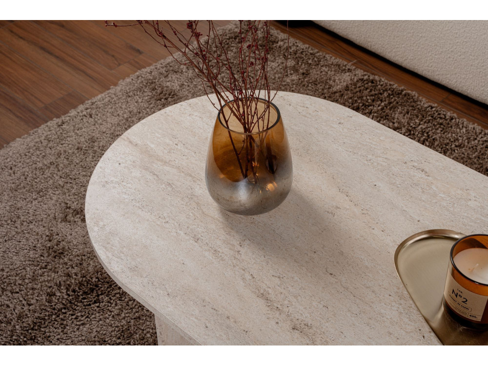 Houten salontafel "Sand" - 60 x 119 x 40 cm - Travertijn