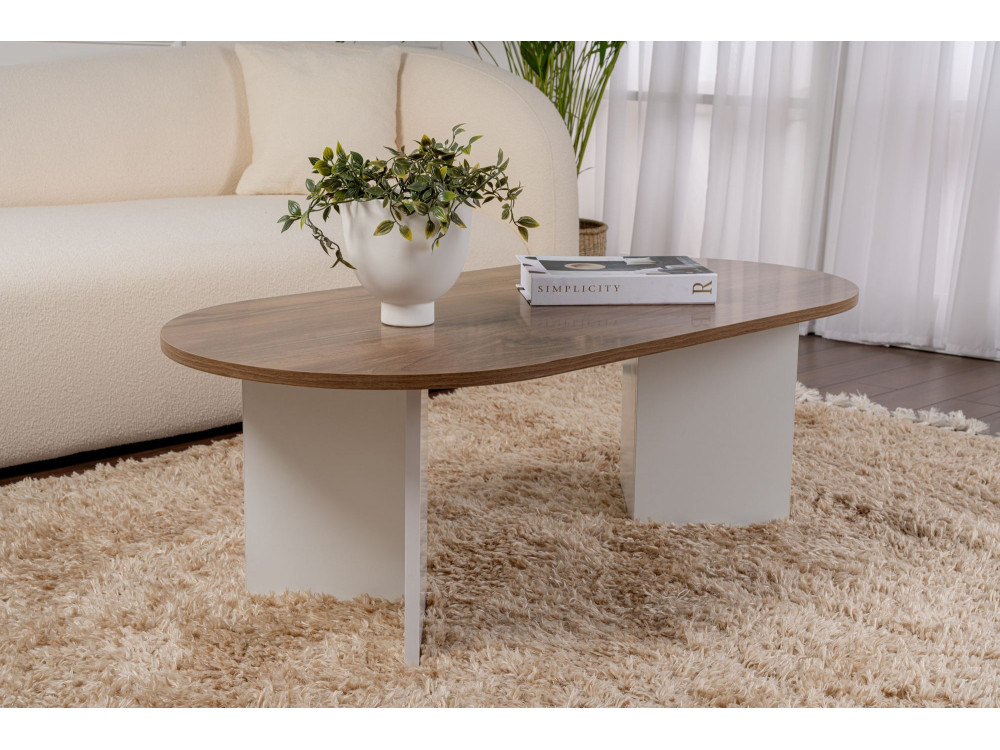 Houten salontafel "Sand" - 60 x 119 x 40 cm - Witte walnoot