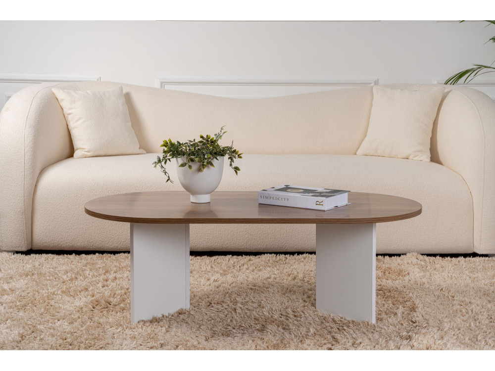 Houten salontafel "Sand" - 60 x 119 x 40 cm - Witte walnoot