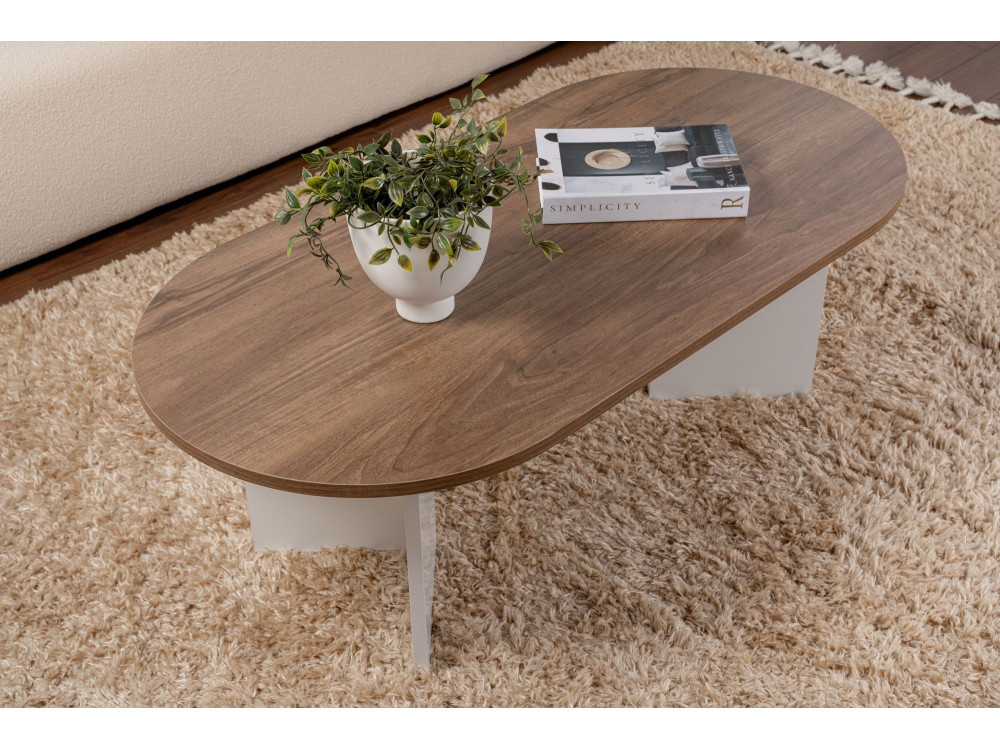 Houten salontafel "Sand" - 60 x 119 x 40 cm - Witte walnoot