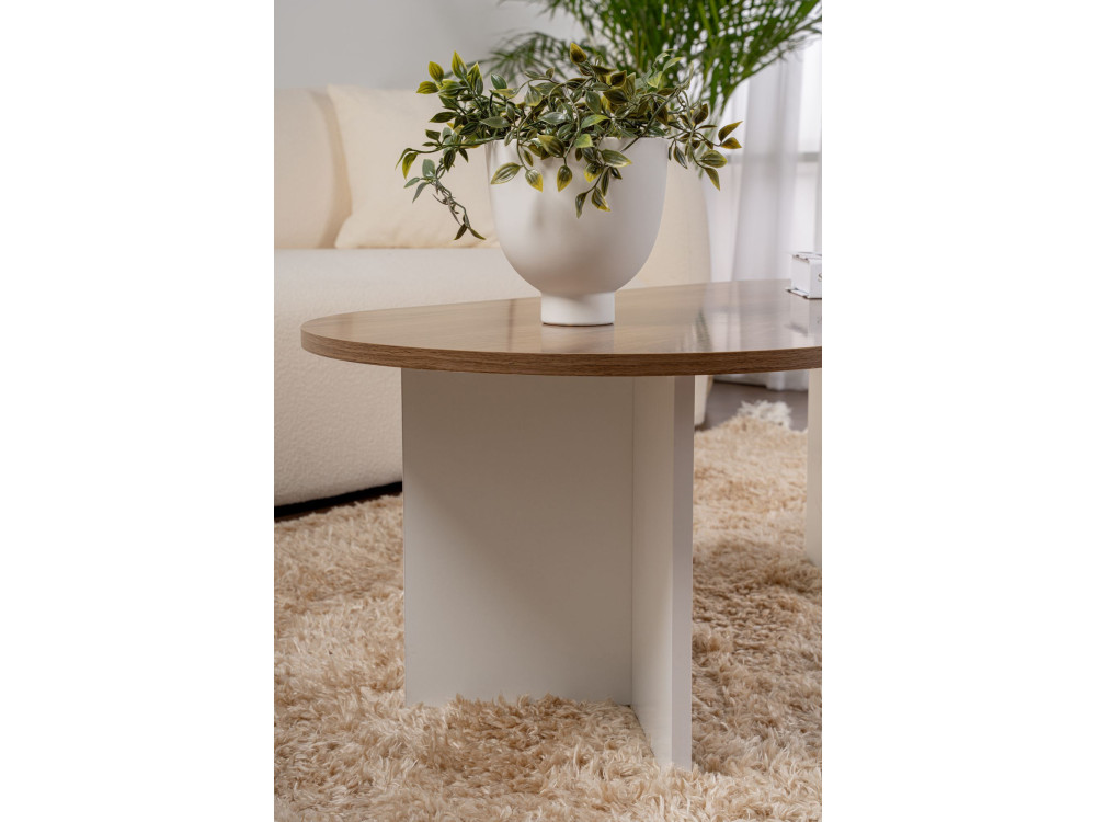 Houten salontafel "Sand" - 60 x 119 x 40 cm - Witte walnoot