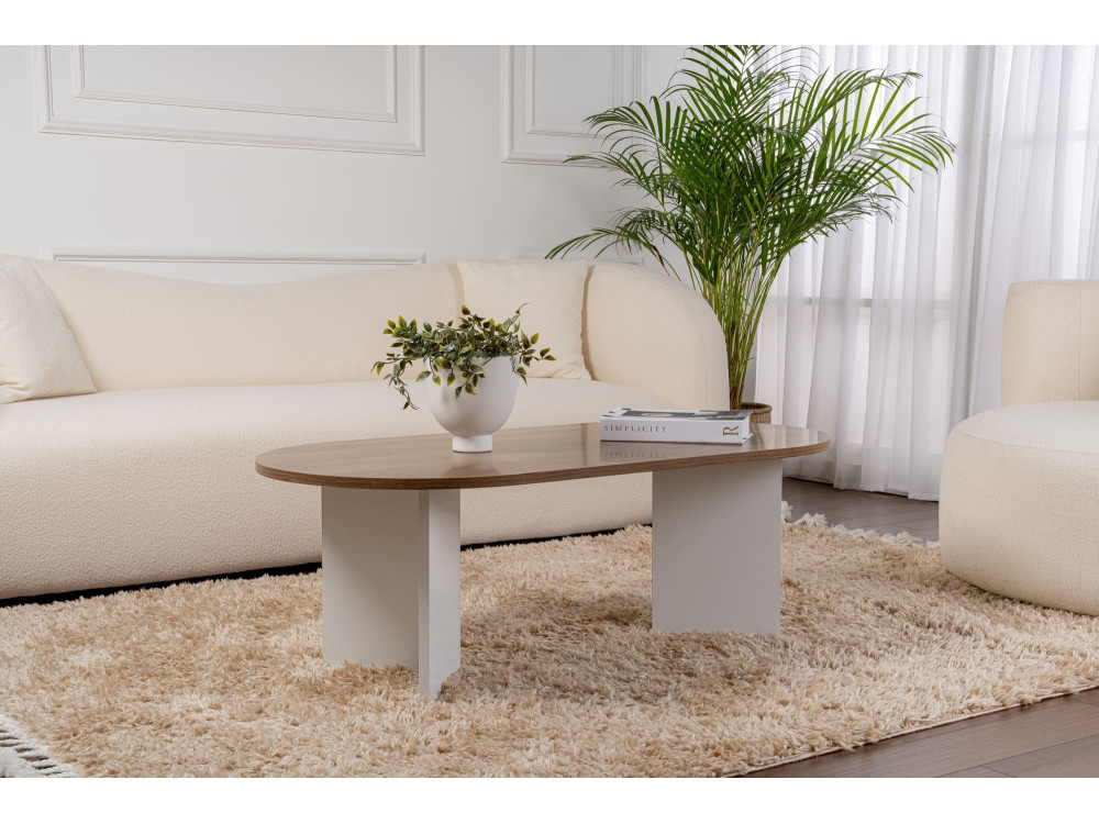 Houten salontafel "Sand" - 60 x 119 x 40 cm - Witte walnoot