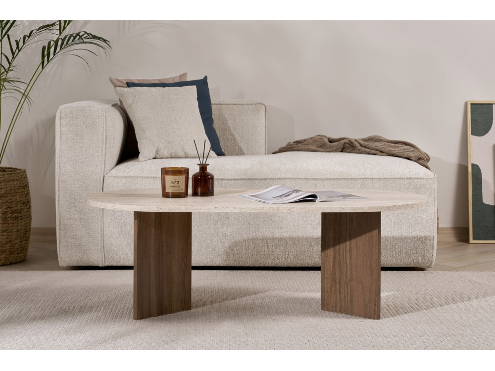 Houten salontafel "Sable" 119 x 60 x 40 cm - Travertin