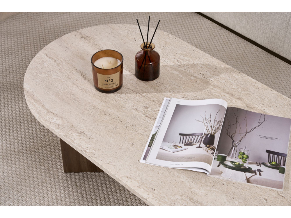 Houten salontafel "Sable" 119 x 60 x 40 cm - Travertin