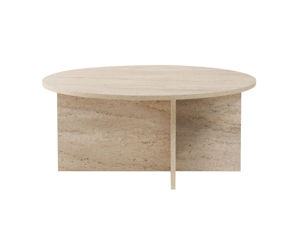 Houten salontafel "Sun" - 90 x 90 x 40 cm - Travertijn