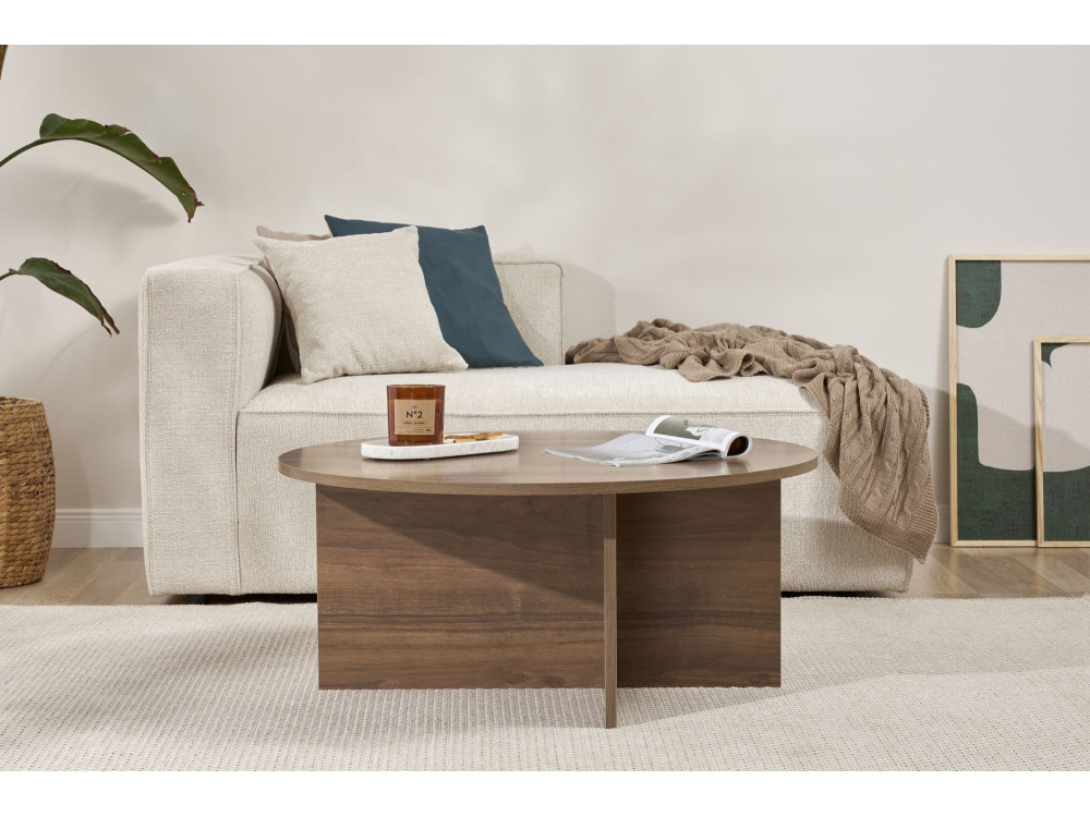 Houten salontafel "Sun" - 90 x 90 x 40 cm - Walnoot