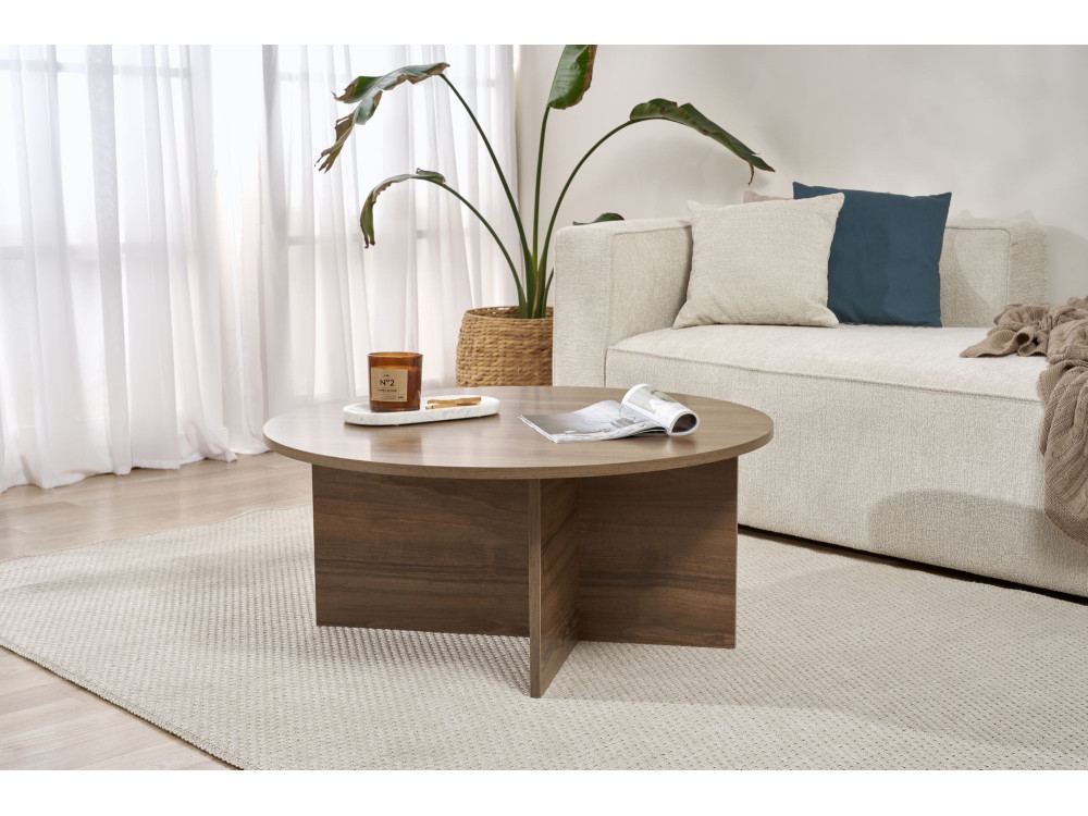 Houten salontafel "Sun" - 90 x 90 x 40 cm - Walnoot
