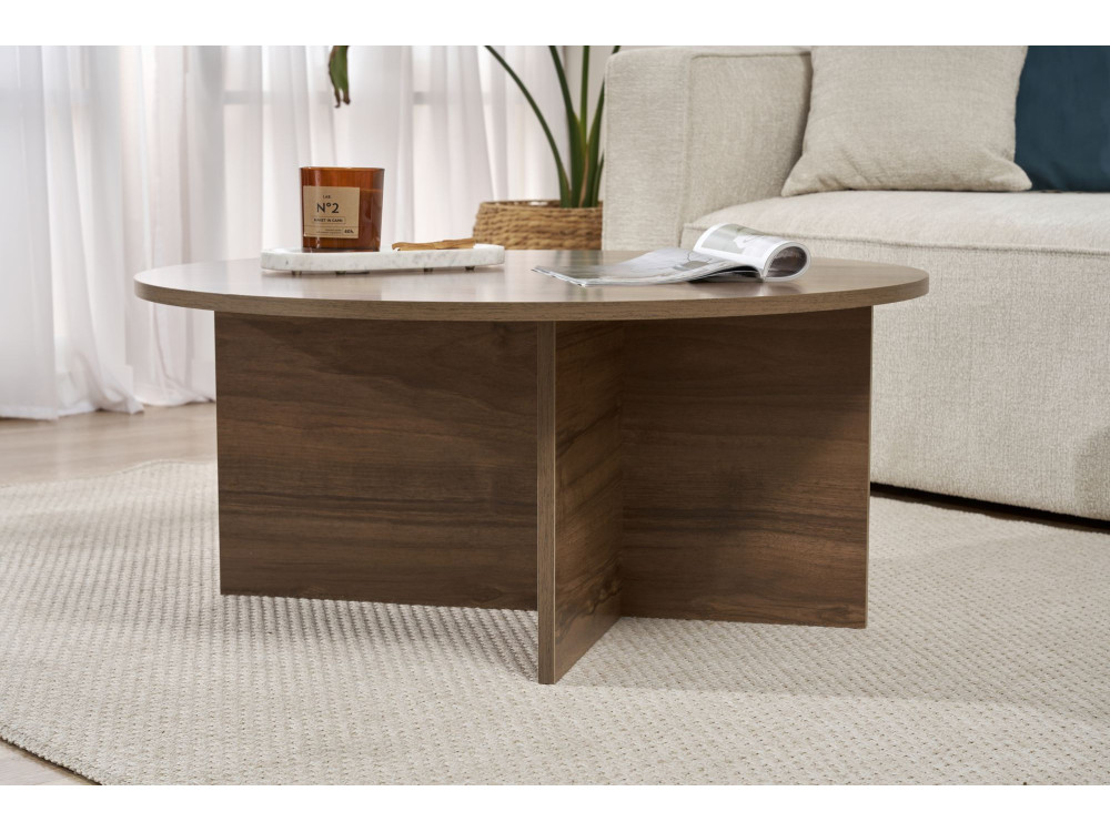 Houten salontafel "Sun" - 90 x 90 x 40 cm - Walnoot