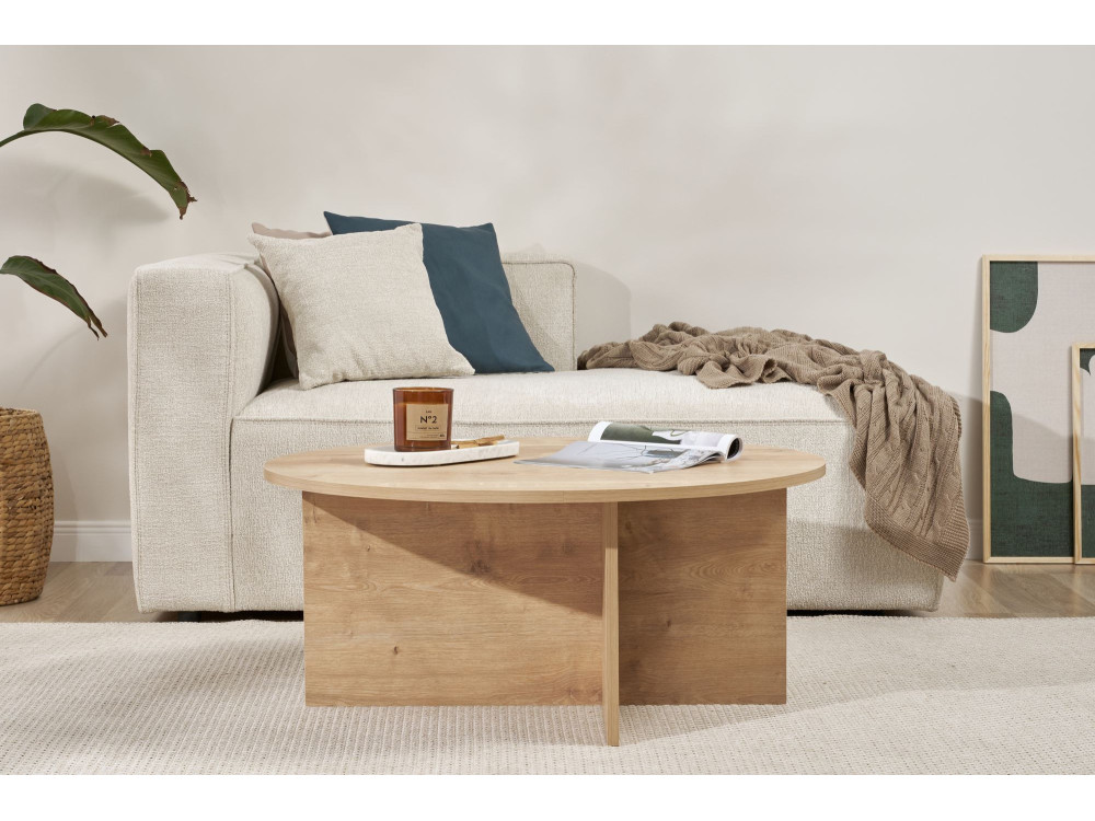 Houten salontafel "Sun" - 90 x 90 x 40 cm - Saffier Eiken