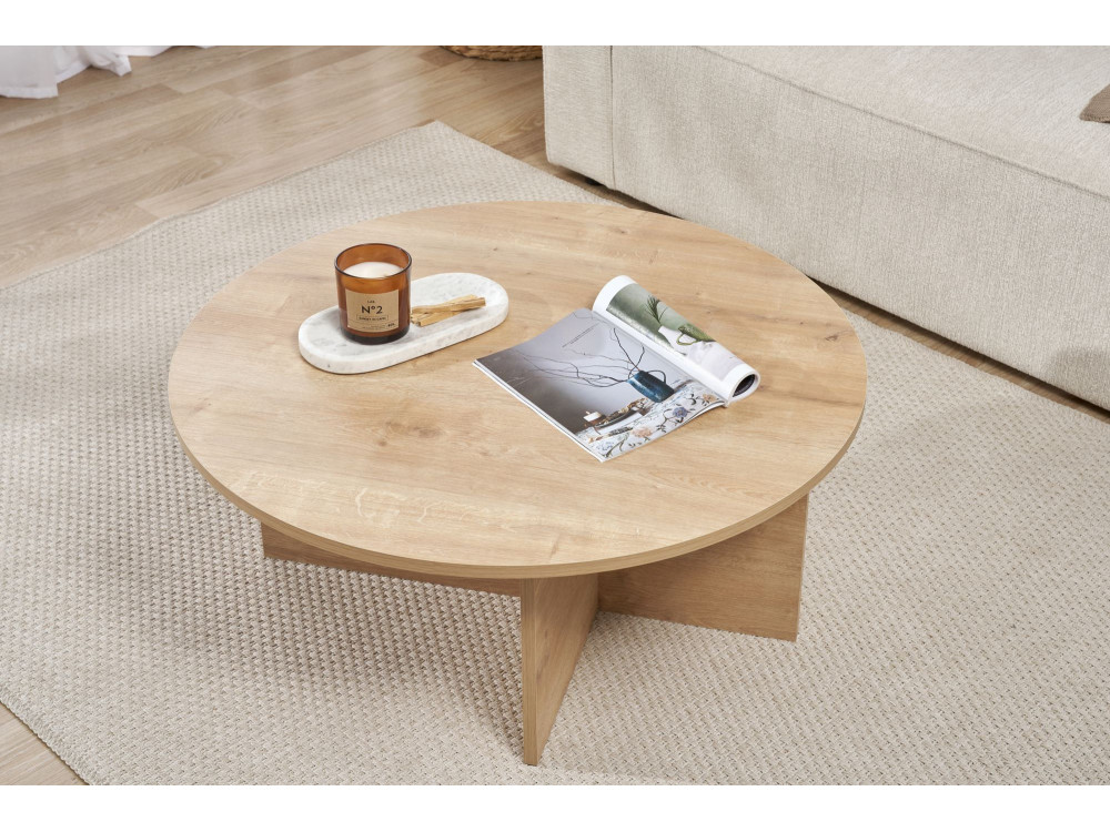 Houten salontafel "Sun" - 90 x 90 x 40 cm - Saffier Eiken