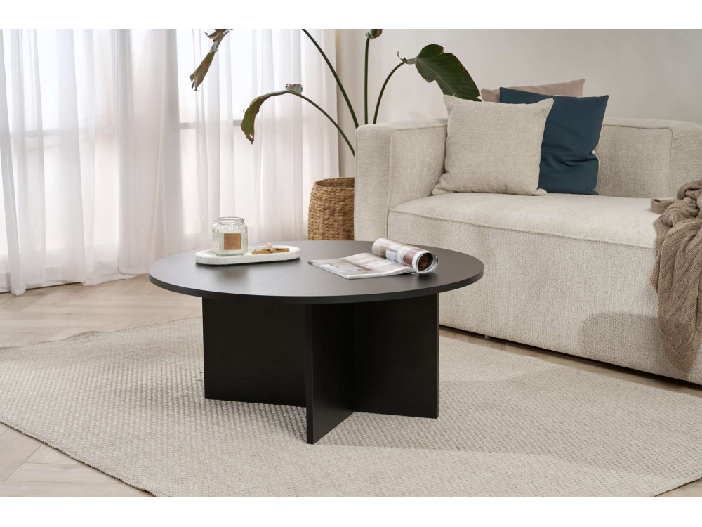 Houten salontafel "Sun" - 90 x 90 x 40 cm - Zwart hout
