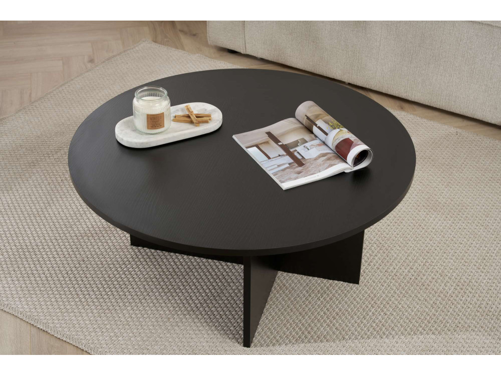 Houten salontafel "Sun" - 90 x 90 x 40 cm - Zwart hout