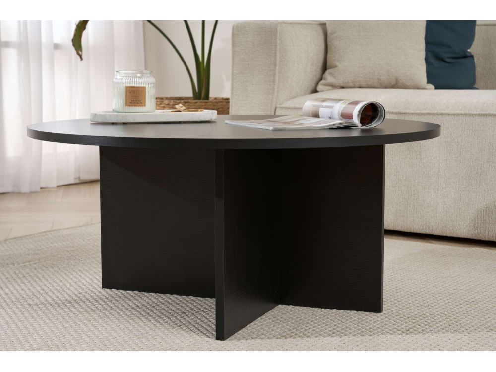 Houten salontafel "Sun" - 90 x 90 x 40 cm - Zwart hout