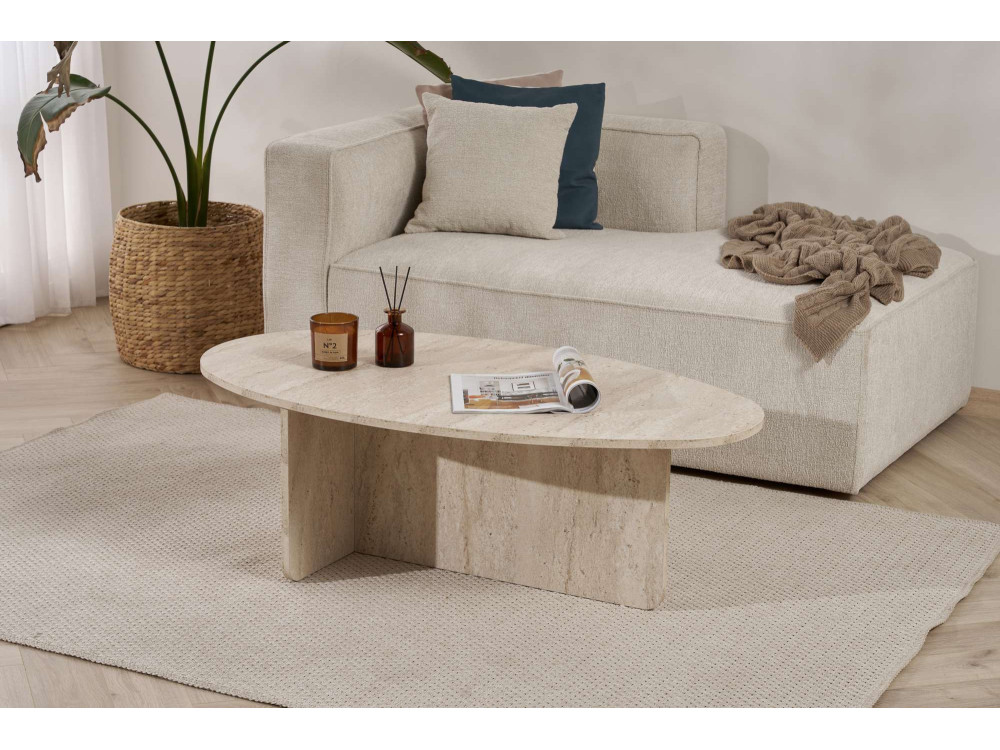 Houten salontafel "Orba" - 120 x 65 x 40 cm - Travertin