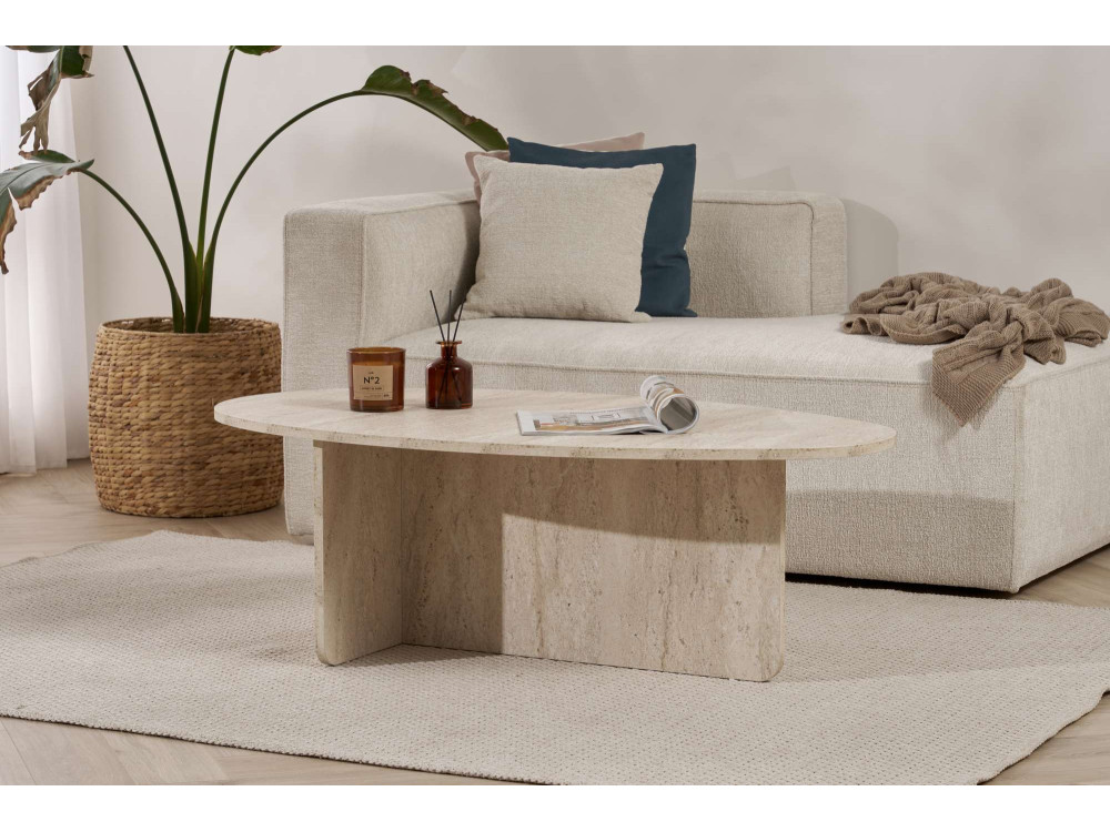 Houten salontafel "Orba" - 120 x 65 x 40 cm - Travertin