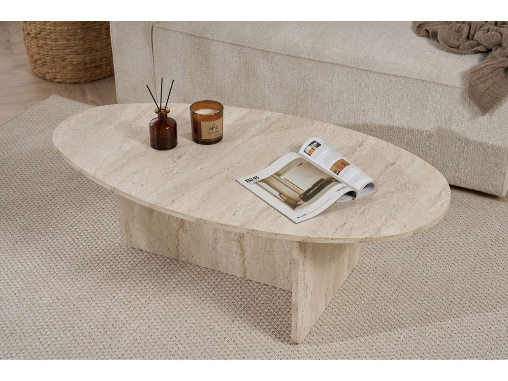 Houten salontafel "Orba" - 120 x 65 x 40 cm - Travertin