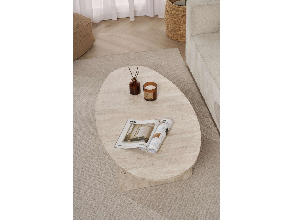 Houten salontafel "Orba" - 120 x 65 x 40 cm - Travertin