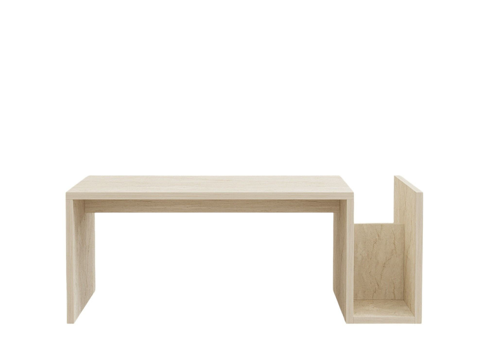 "Memo" houten salontafel - 86 x 50 x 32 cm - Travertijn