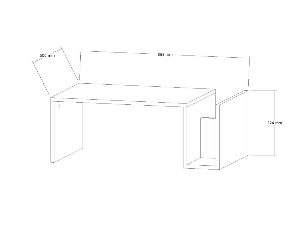 "Memo" houten salontafel - 86 x 50 x 32 cm - Travertijn