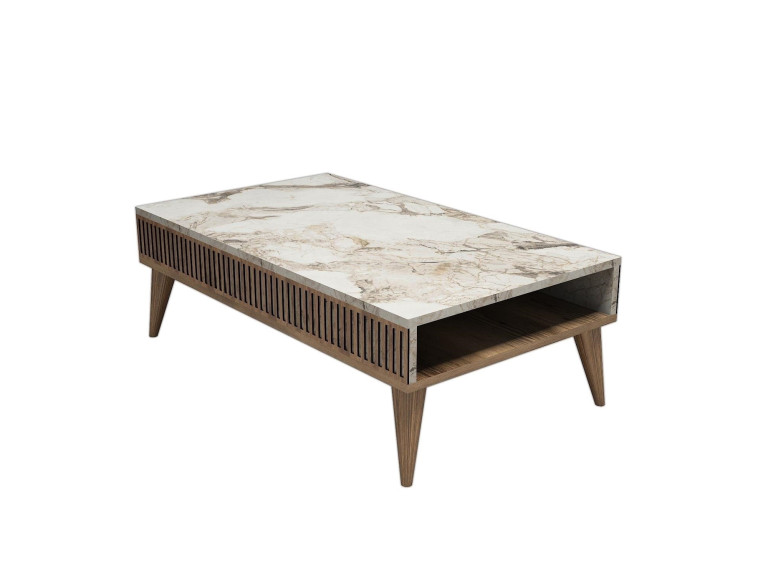 Houten salontafel "Milan" - 105 x 60 x 34 cm - Wit walnoothout