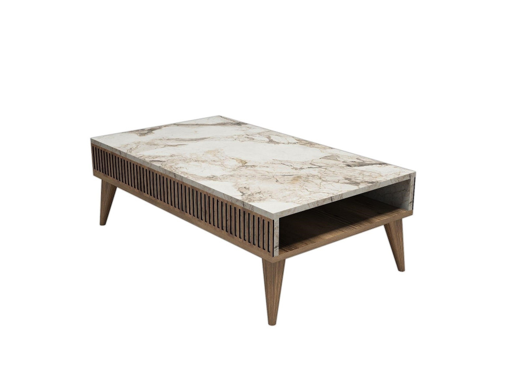 Houten salontafel "Milan" - 105 x 60 x 34 cm - Wit walnoothout