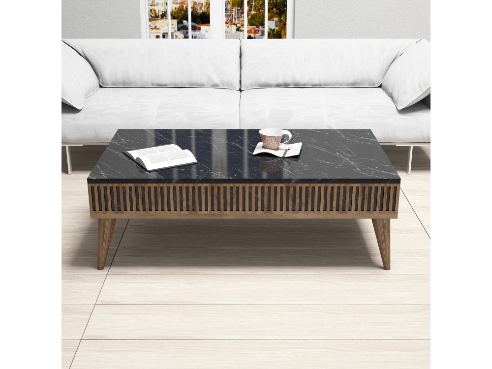 Houten salontafel "Milan" - 105 x 60 x 34 cm - Notelaar, Zwart